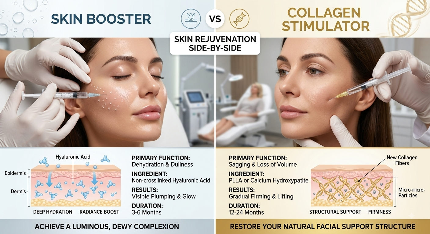 Skin booster vs collagen stimulator